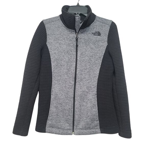 The North Face Gray Indi Rib Full Zip Fleece Jacket Size S - Picture 1 of 6